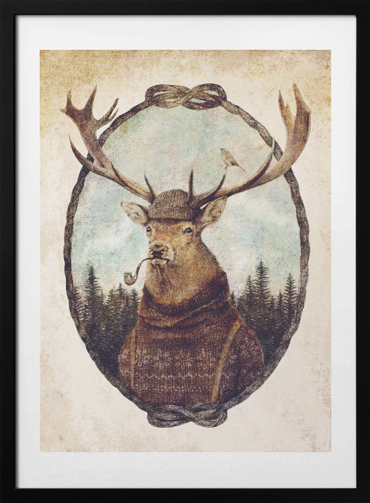 Deer Dressed In Cozy Attire - Art Print by Mike Koubou
