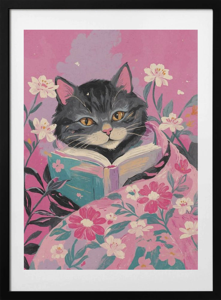 Cat With Book - Art Print by The Art Concept