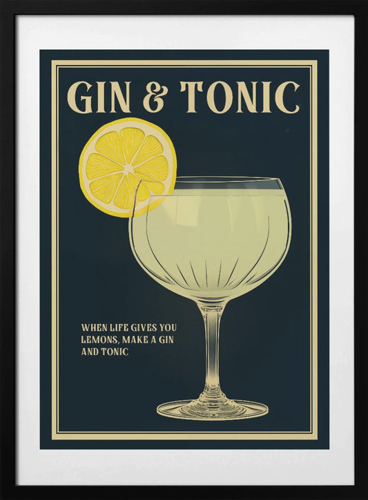 Vintage-style Gin And Tonic Artwork - Art Print by Andreas Magnusson