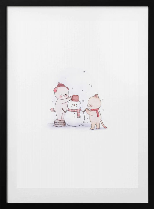 Cat and Dog In Noel - Art Print by Xuan Thai