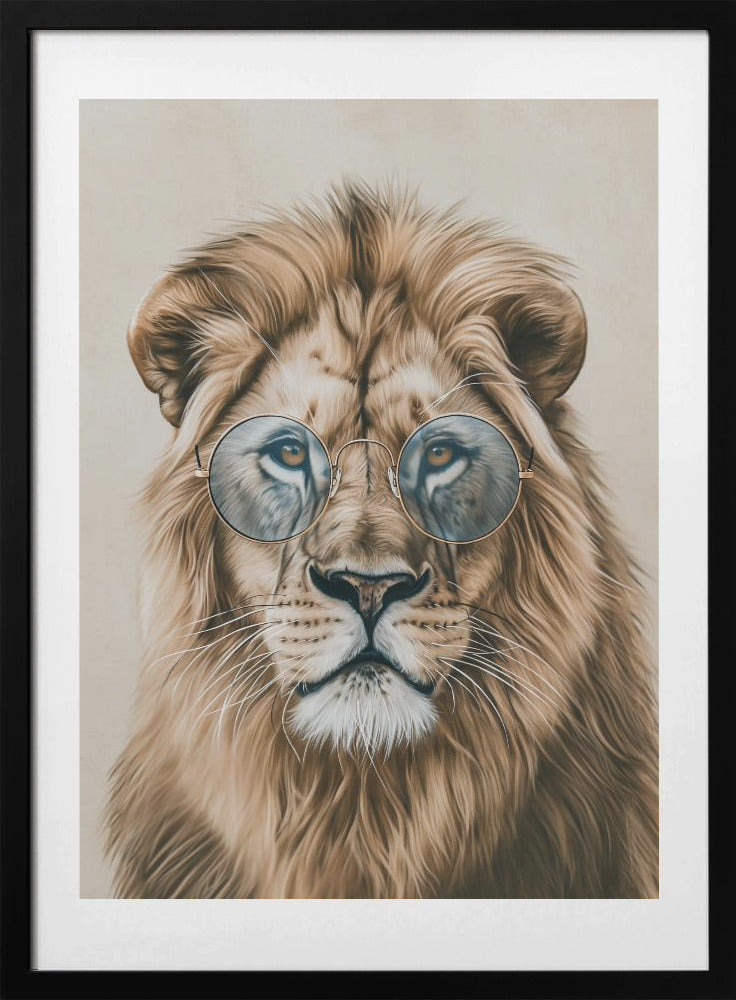 Lion in Glasses - Art Print by SHANDU