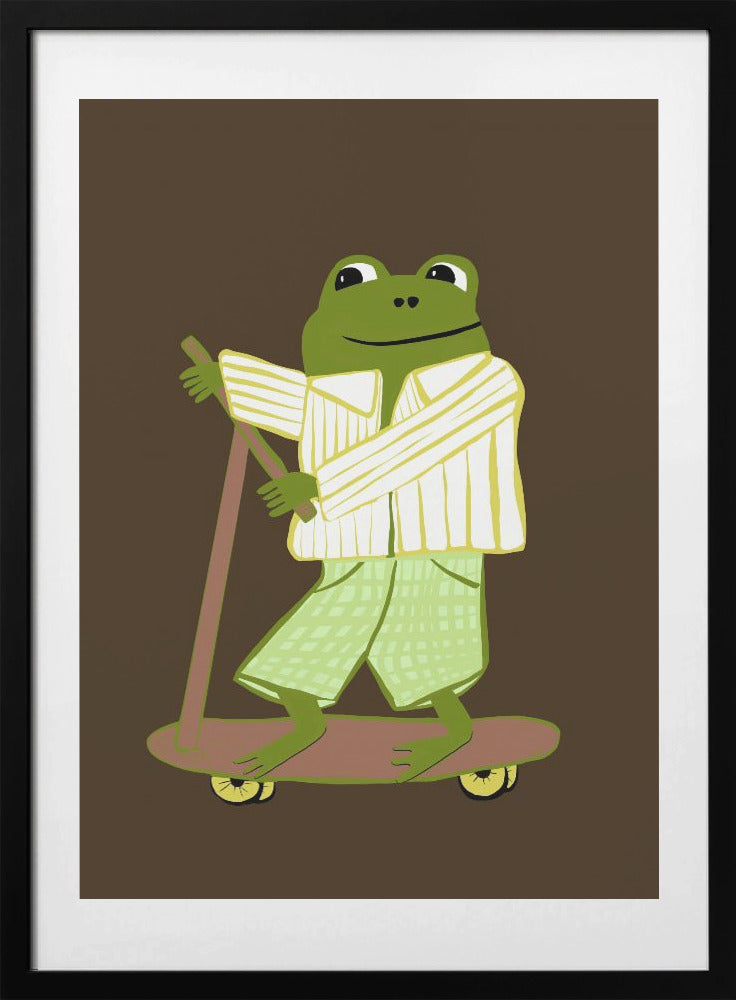 Frog on scooter - Art Print by Sharyn Bursic
