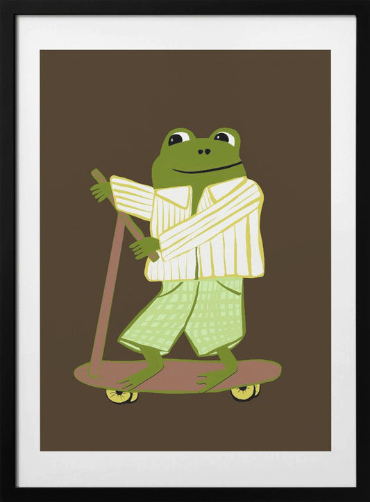 Frog on scooter - Art Print by Sharyn Bursic