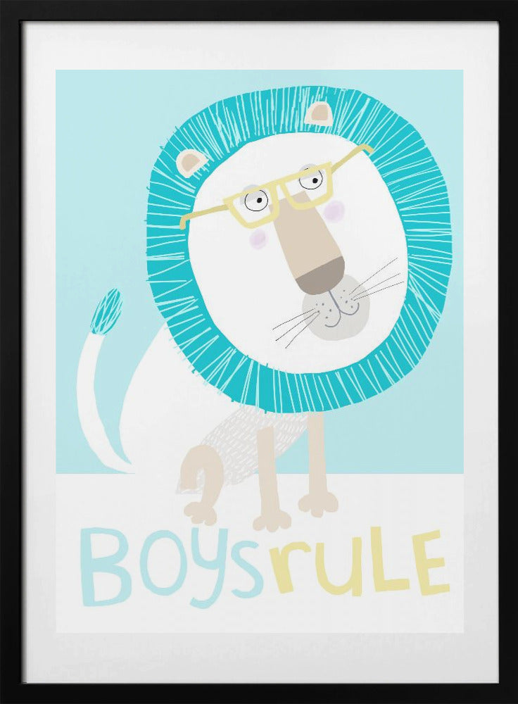 Boys Rule! Cute Lion with Glasses by Carla Daly - Art Print by Carla Daly