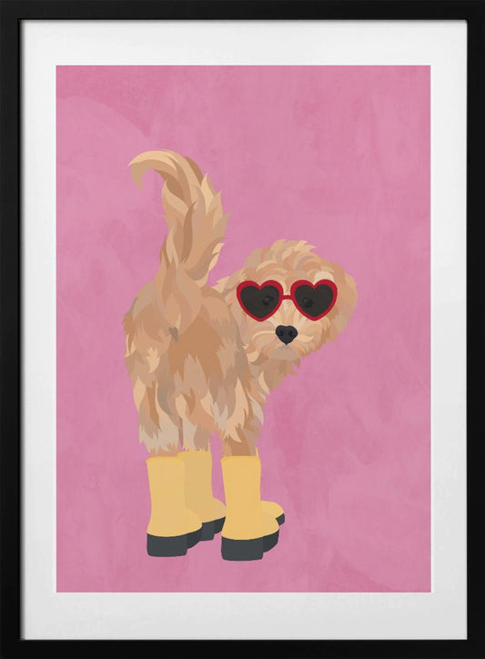 Cockapoo in wellies - Art Print by Sarah Manovski