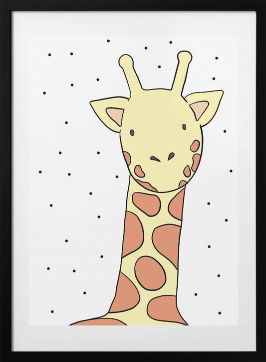 Giraffe and Dots - Art Print by Bainai