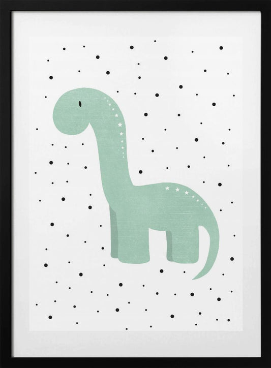 Dinosaur and Dots - Art Print by Bainai