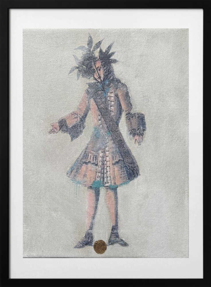 Whimsical Leaf Crowned Figure - Art Print by Karenina Fabrizzi