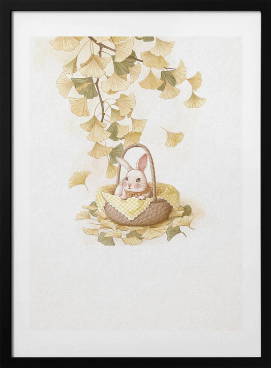 Ginko Bunny Basket - Art Print by Xuan Thai