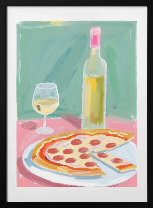 Pizza et Vino - Art Print by Ohkimiko