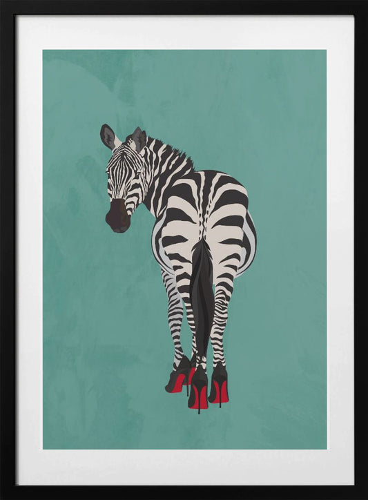 Zebra in heels teal - Art Print by Sarah Manovski