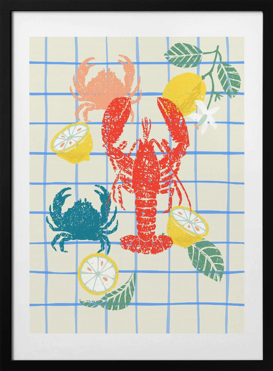 Lobster and lemons - Art Print by Annick