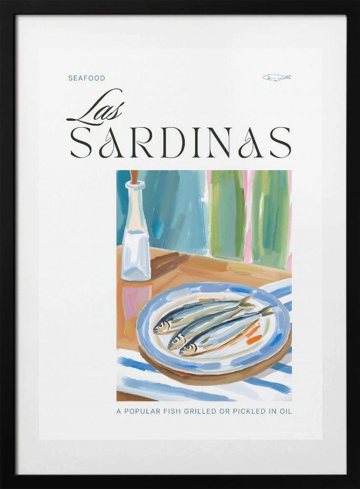 Plate of sardines with Bottle - Art Print by Ohkimiko