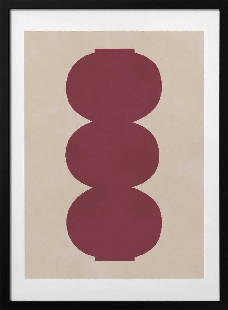 Crimson symmetrical Shapes - Art Print by Vitor Costa