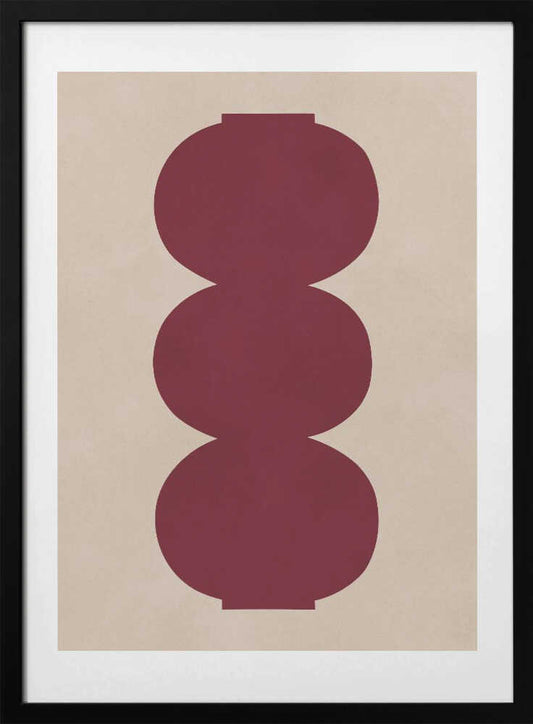 Crimson symmetrical Shapes - Art Print by Vitor Costa