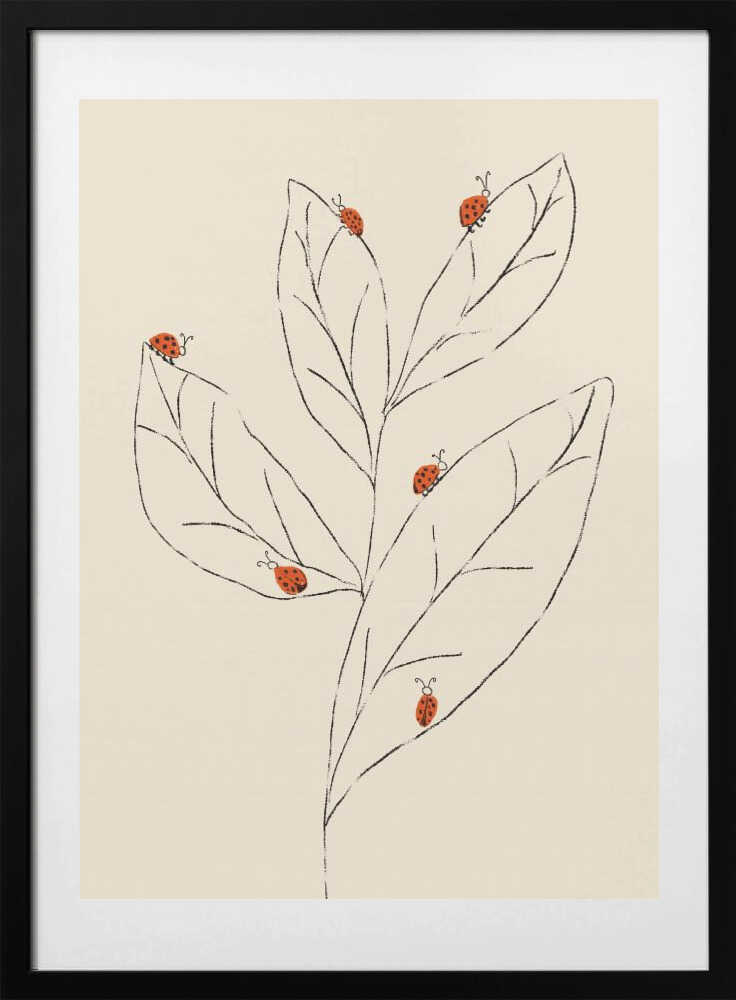 Ladybugs on Leaves - Art Print by Anna Mielniczuk