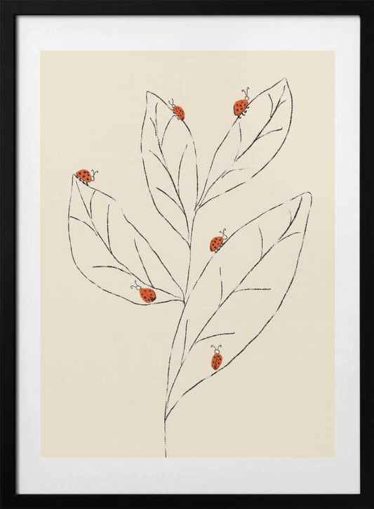 Ladybugs on Leaves - Art Print by Anna Mielniczuk