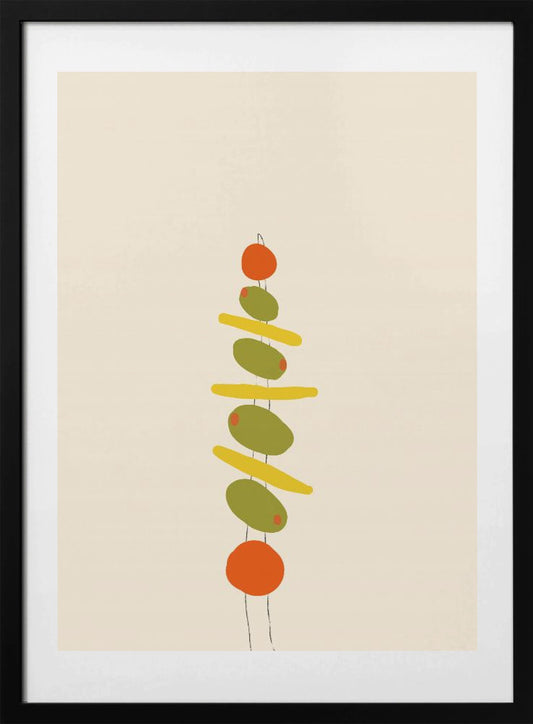 A Skewer with Olives and Tomatoes - Art Print by Anna Mielniczuk