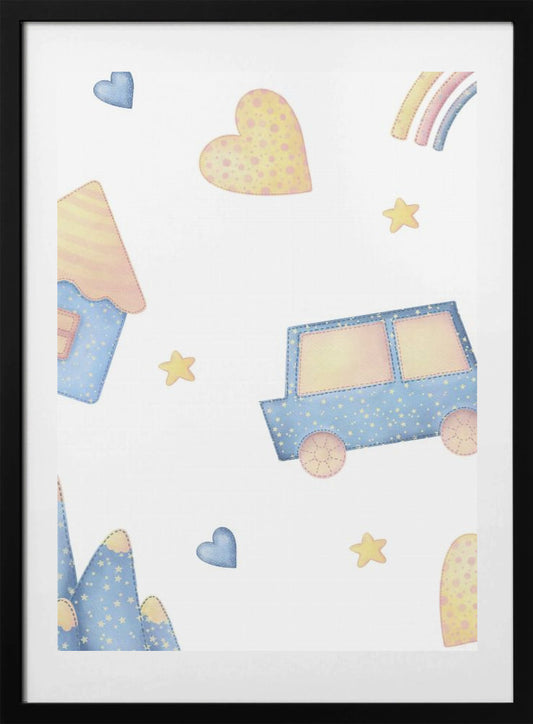 Blue Starry Car - Art Print by Saskia Michele