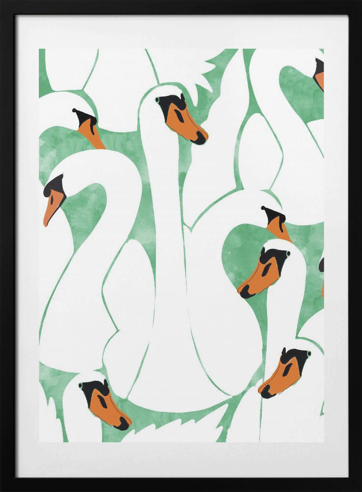 Graceful Swans - Art Print by Uma Gokhale