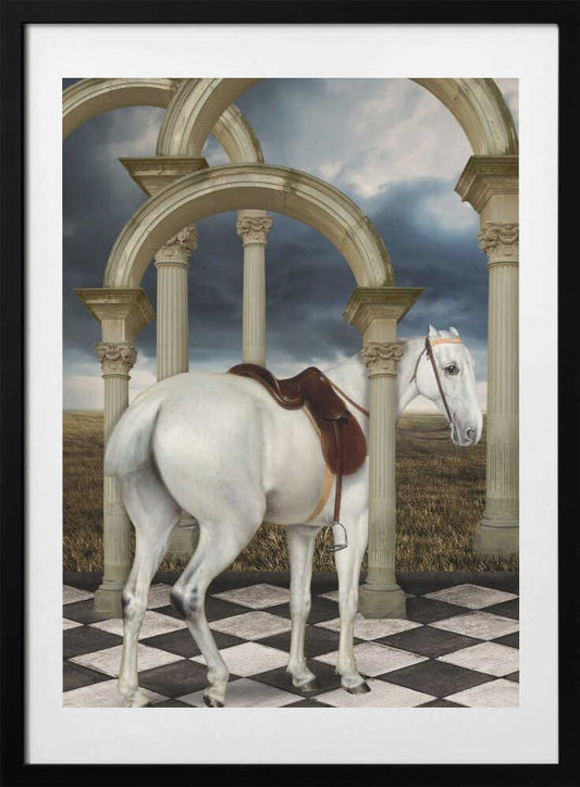 A Lady's Grey Hunter - Art Print by Marja van den Hurk