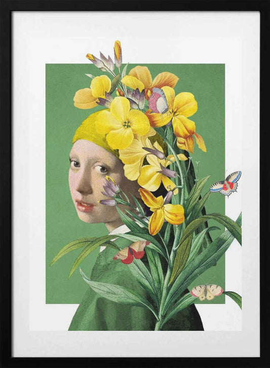 Girl With Pearl Earring   the Springtime Edition - Art Print by Marja van den Hurk
