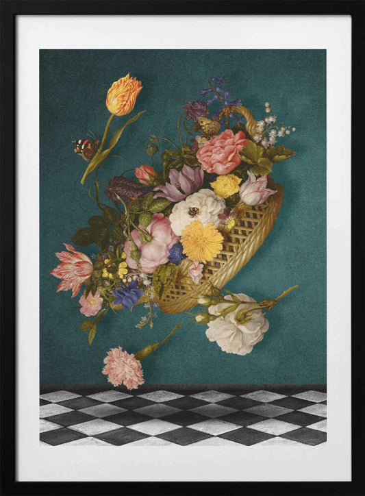 Floating Floral Basket - Art Print by Marja van den Hurk