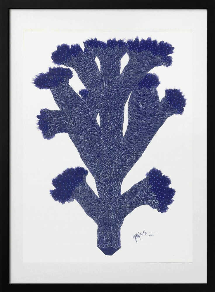 Indigo Coral Branches - Art Print by Paulina Vårregn