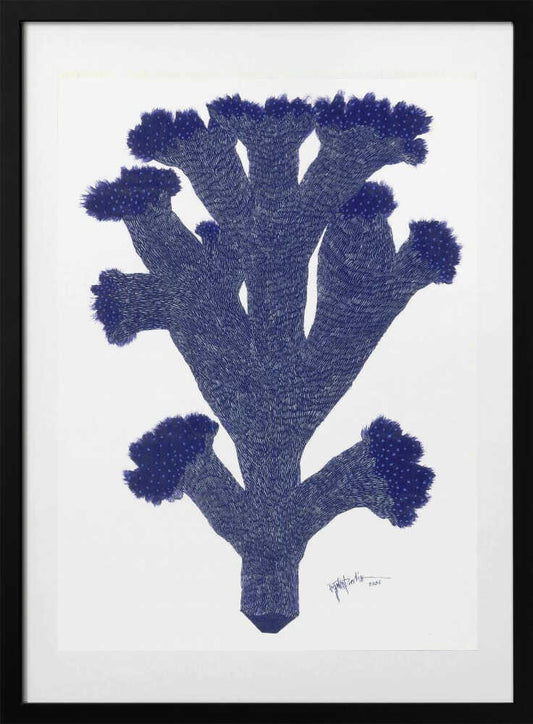 Indigo Coral Branches - Art Print by Paulina Vårregn