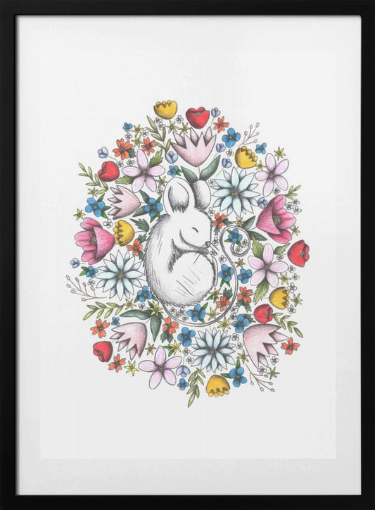 Mouse In The Midst Of Flowers - Art Print by Cecilia Battaini