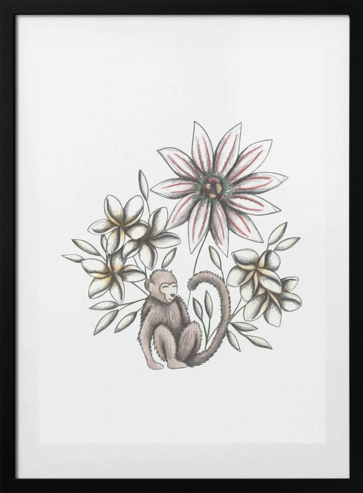 Monkey&#039;s Floral Dream - Art Print by Cecilia Battaini