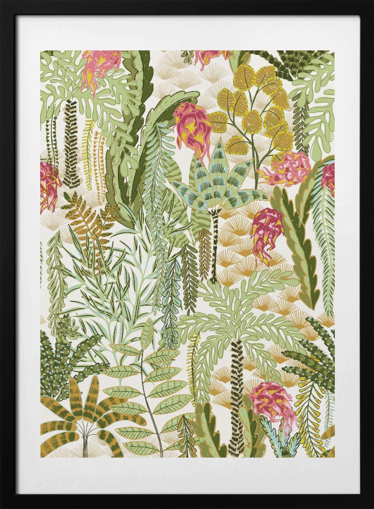 tropical lounge with dragon fruit light pattern - Art Print by Annick