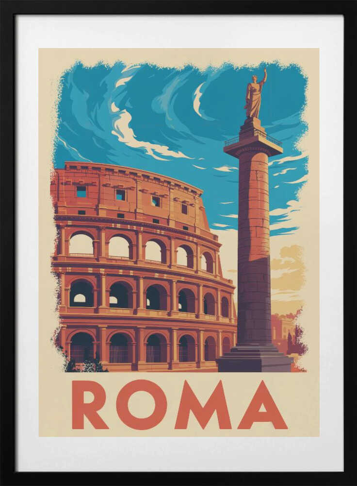 Roma Vintage Travel Poster - Art Print by Andreas Magnusson Travel Poster