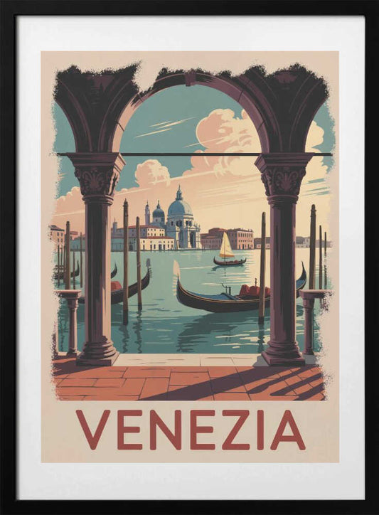 Venezia Vintage Travel Poster - Art Print by Andreas Magnusson Travel Poster