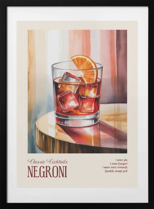Classic Cocktails - Negroni - Art Print by Andreas Magnusson