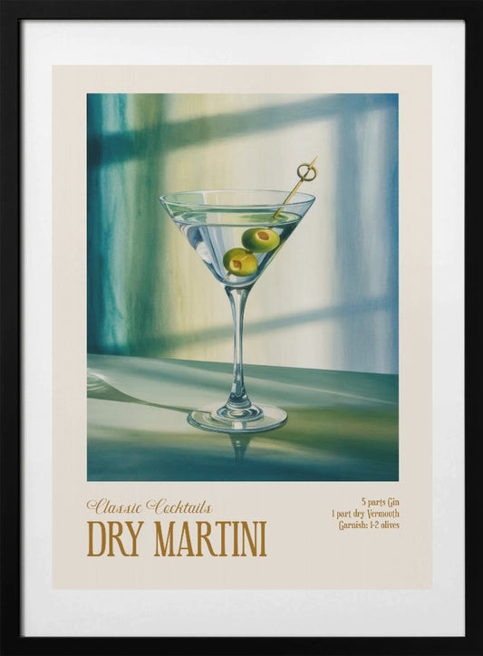 Classic Cocktails - Dry Martini - Art Print by Andreas Magnusson