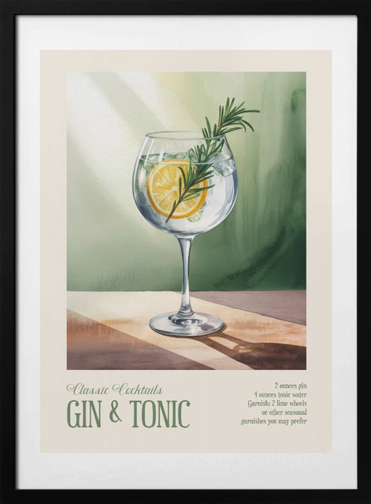 Classic Cocktails - Gin and Tonic - Art Print by Andreas Magnusson