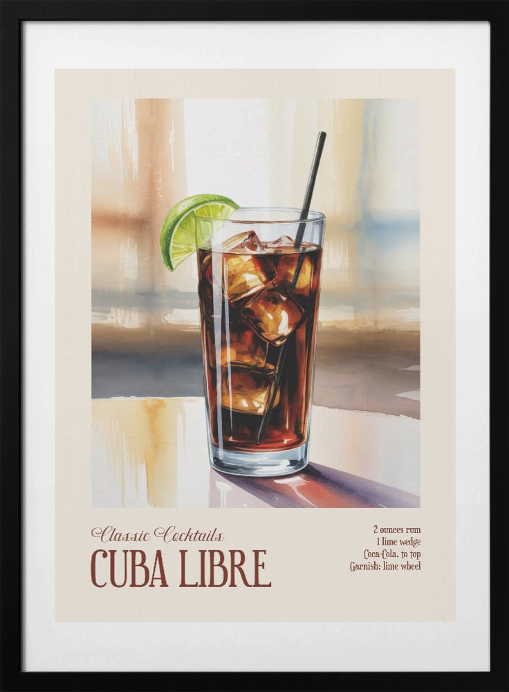 Classic Cocktails - Cuba Libre - Art Print by Andreas Magnusson