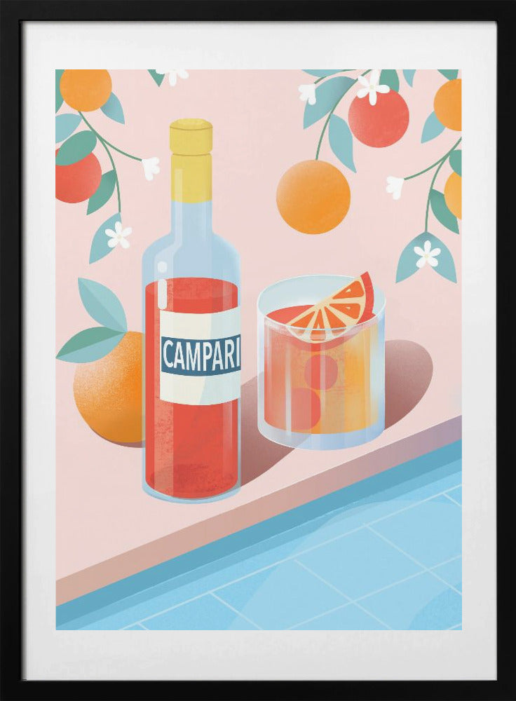 Negroni Cocktail - Art Print by Petra Lizde