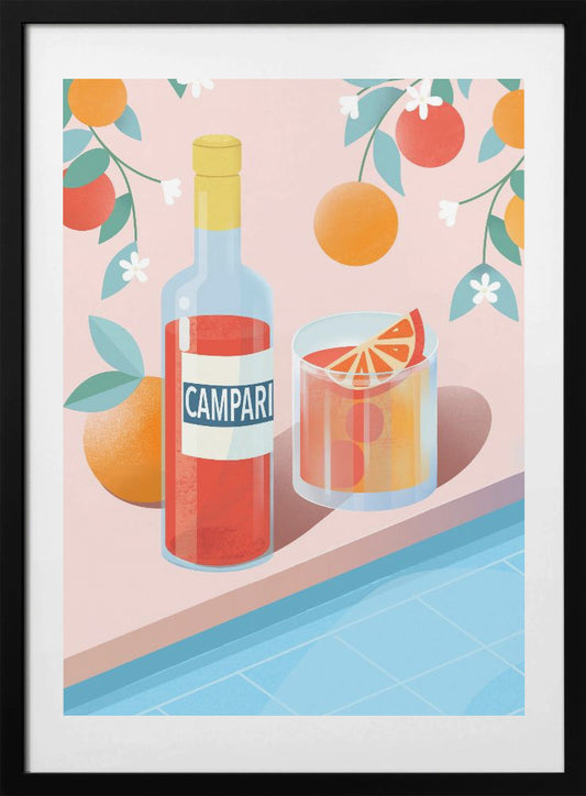 Negroni Cocktail - Art Print by Petra Lizde
