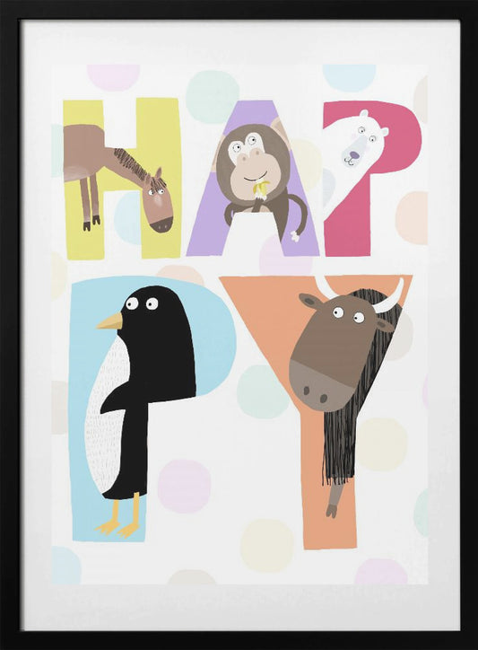 Happy! Illustrated Happy Letters by Artist Carla Daly - Art Print by Carla Daly