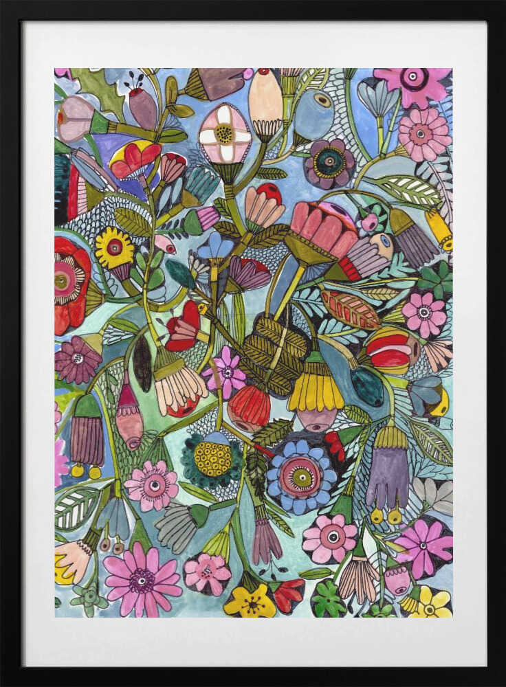 Blue Floral - Art Print by Sharon Nullmeyer