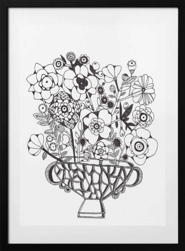 Black and White with at Wisty Vase - Art Print by Sharon Nullmeyer