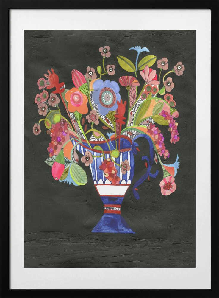 Vase Black Background  Celebrate - Art Print by Sharon Nullmeyer