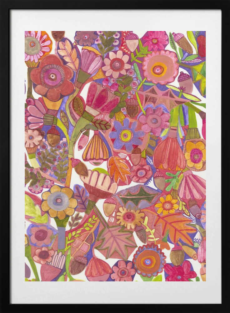 Acorns and Flowers - Art Print by Sharon Nullmeyer