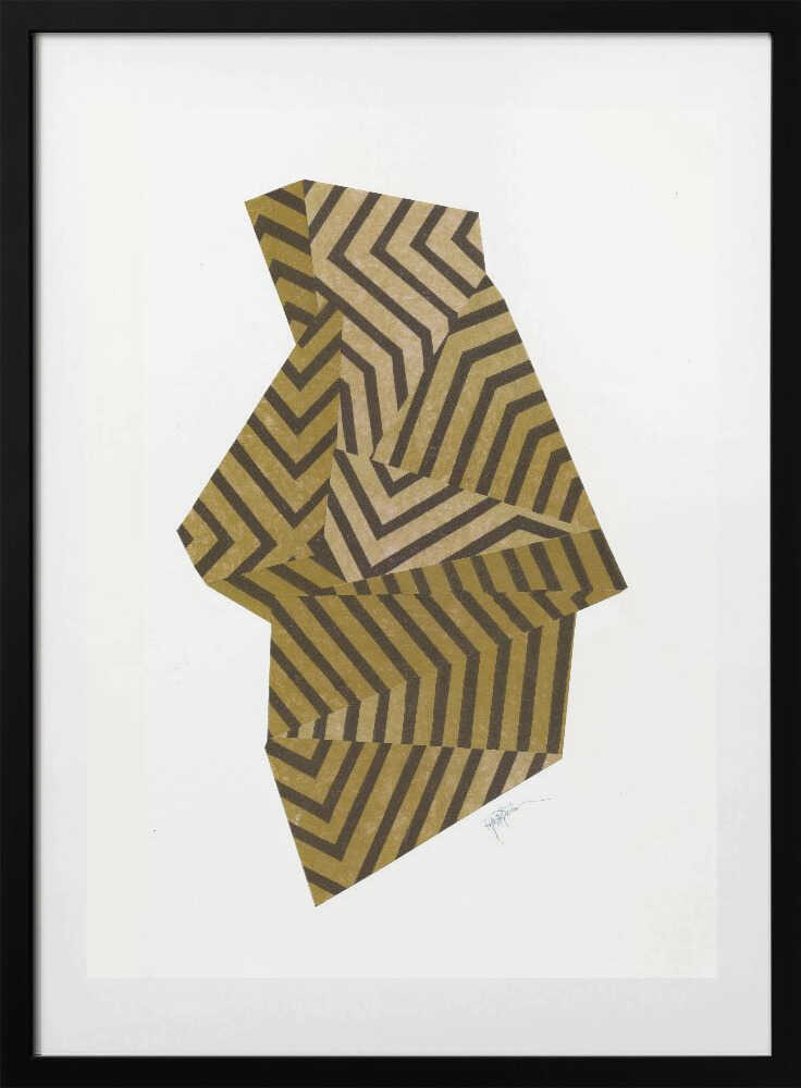 Golden Chevron Illusion - Art Print by Paulina Vårregn