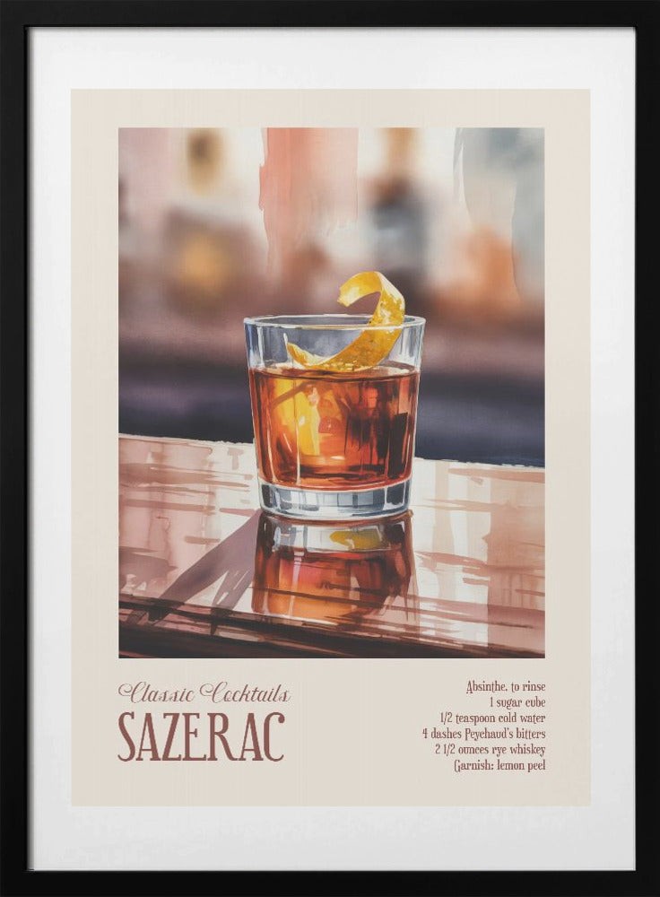 Classic Cocktails - Sazerac - Art Print by Andreas Magnusson