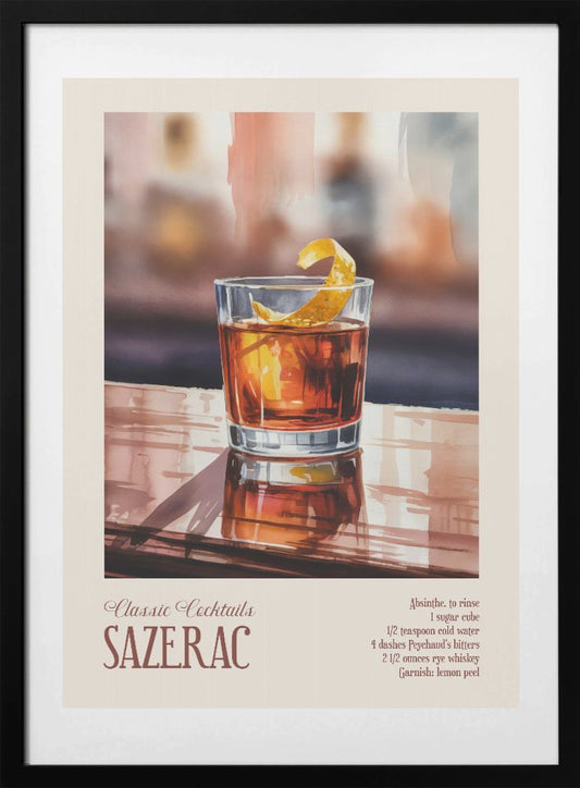 Classic Cocktails - Sazerac - Art Print by Andreas Magnusson