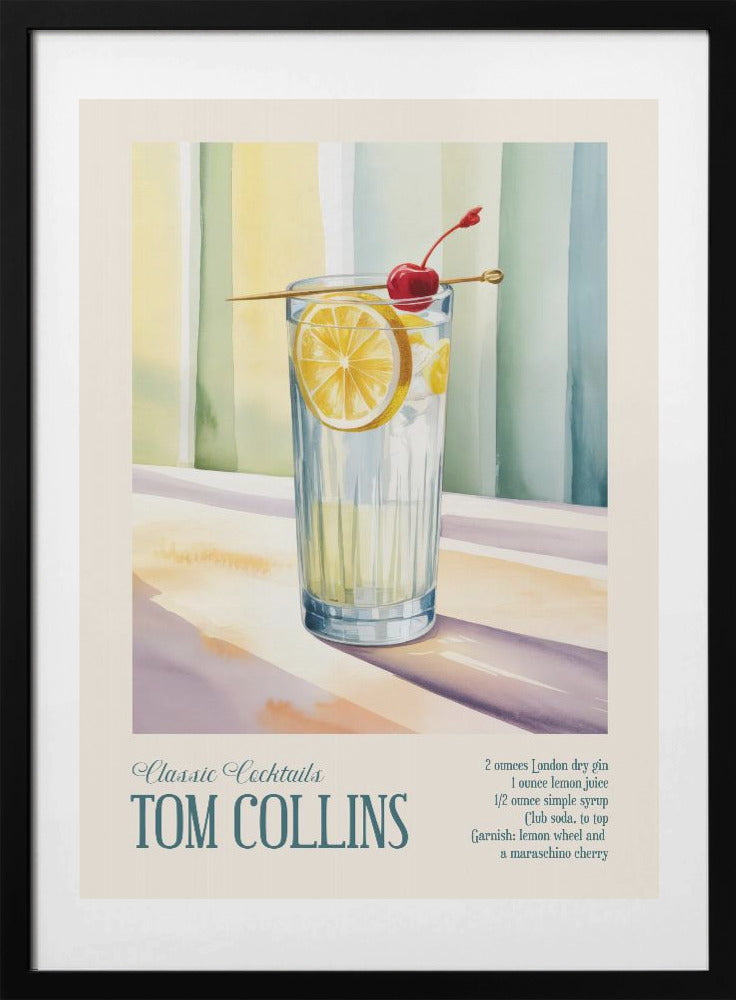 Classic Cocktails - Tom Collins - Art Print by Andreas Magnusson