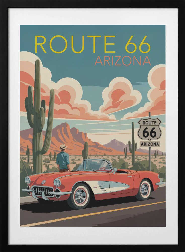 Route 66   Arizona - Art Print by Andreas Magnusson Travel Poster